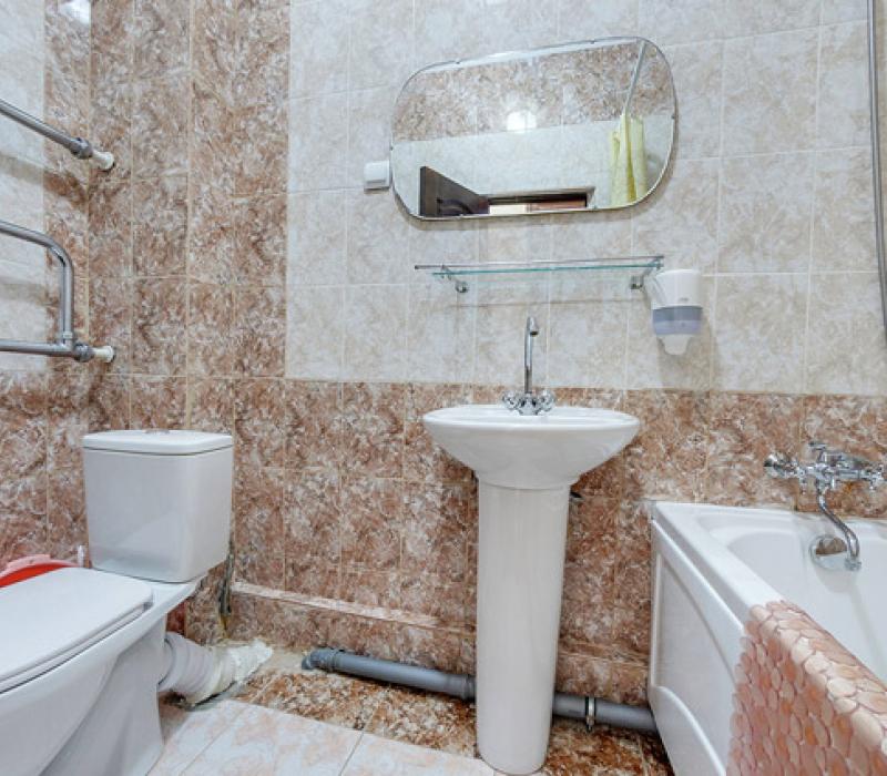 Оснащение ванной комнаты 2 местного 1 комнатного Стандарта в санатории Кирова. Пятигорск